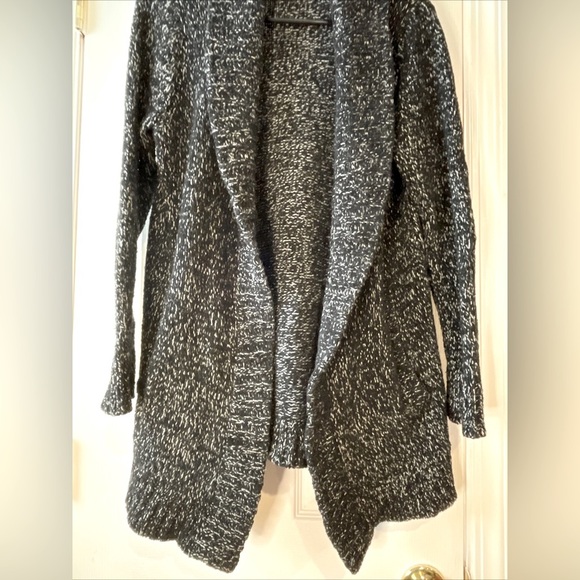 EDDIE Bauer Cardigan Size Large Black Chunky Knit Open Front Lounge - Picture 3 of 14